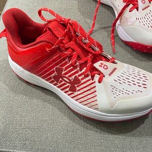 Under Armour Red and White Athletic Sneakers
